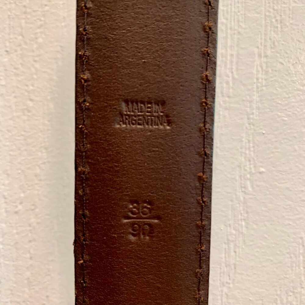 LAUREN RALPH LAUREN 100% Leather Brown Belt Size 36 with Brass Buckle Preppy - Picture 5 of 11